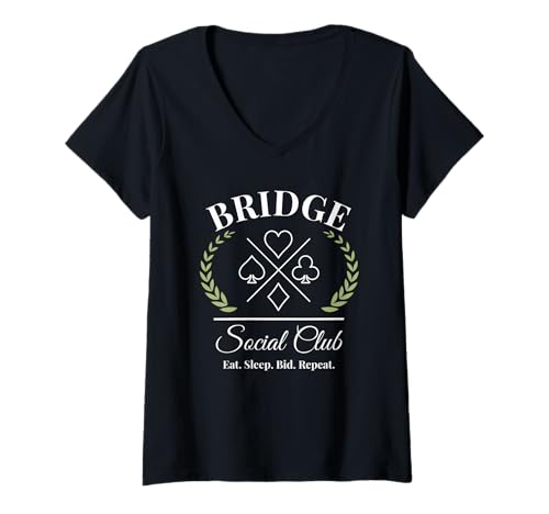 Damen Bridge Social Club lustiger Brückenspieler Gruppenwitz T-Shirt mit V-Ausschnitt Damen Bridge Social Club lustiger Brückenspieler Gruppenwitz T-Shirt mit V-Ausschnitt von World's greatest cards partner Apparel co.