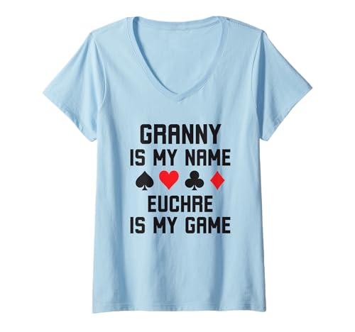 Damen Oma ist mein Name Euchre ist mein Spiel lustiger Euchre-Humor T-Shirt mit V-Ausschnitt Damen Oma ist mein Name Euchre ist mein Spiel lustiger Euchre-Humor T-Shirt mit V-Ausschnitt von World's greatest cards partner Apparel co.
