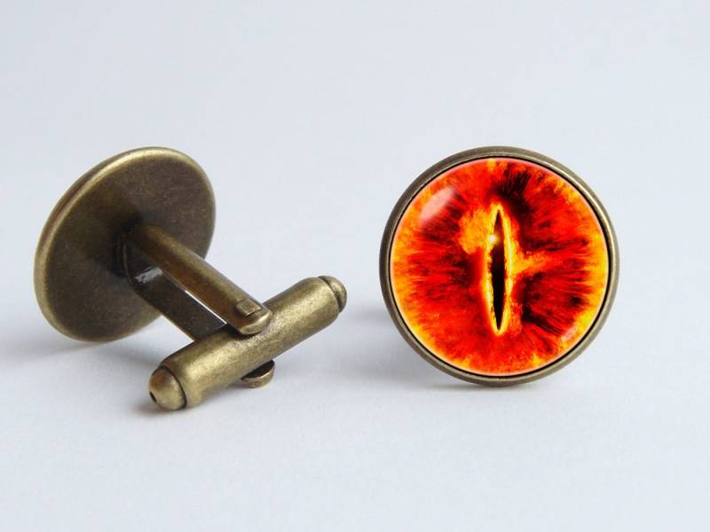 Auge Sauron Manschettenknöpfe Monster Augen Schmuck Geschenk Fantasy Orange Legende Böse von WorldOfDream
