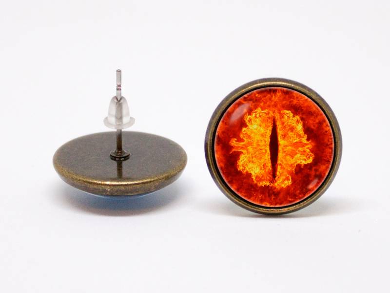 Auge Von Sauron Ohrringe Schmuck Bizarre Fantasy Geschenk Böser Blick Orange Monster von WorldOfDream