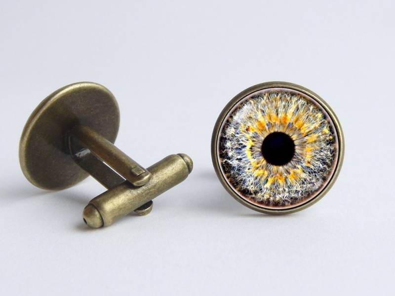 Augen Manschette Links Graue Manschettenknöpfe Eyeball Eye Jewelry Papa Geschenk Augapfel Schmuck Menschliches Auge Grau Gothic Männer von WorldOfDream