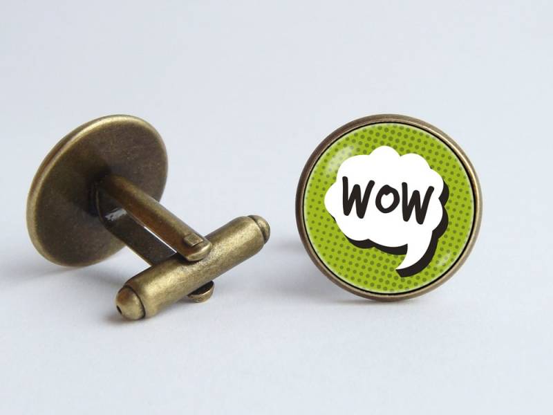 Beeindruckend Manschettenknöpfe Wow Schmuck Comic Buch Comics Männer Geschenk Sound Für Mann Zitat von WorldOfDream