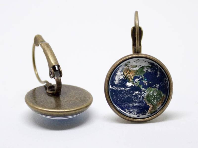 Blauer Planet Ohrringe Geschenk Für Mädchen Erde Schmuck Raum Blick Aus Dem Weltall von WorldOfDream