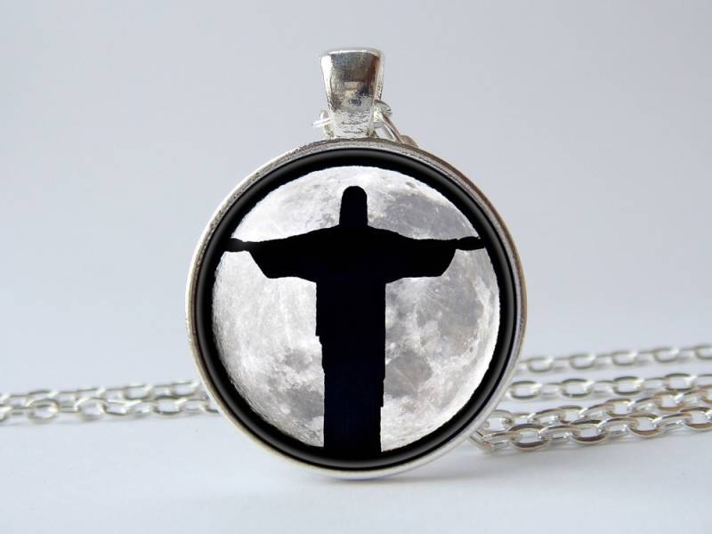 Christus Der Erlöser Halskette Anhänger Rio Schmuck De Janerio Mond Vollmond Geschenk von WorldOfDream