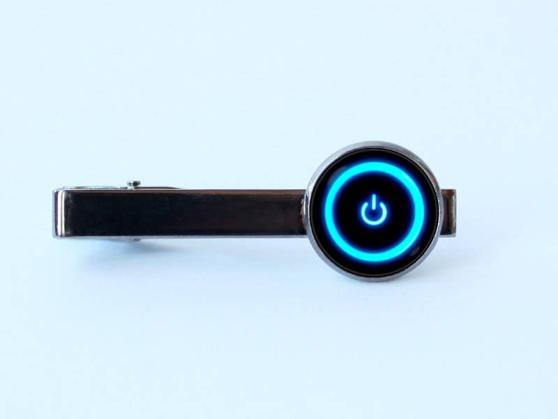 Computer Krawatte Clip Geschenk Für Geek Power Button Bar Schmuck Gamer Symbol Nerd Tech von WorldOfDream