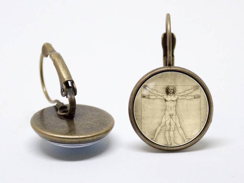 Da Vinci Ohrringe Vitruvian Mann Kunst Vintage Stil Renaissancekunst Geschenk Schmuck Art Leonardo von WorldOfDream