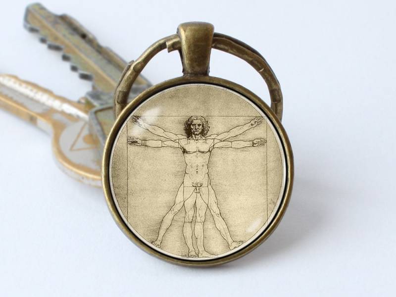 Da Vinci Schlüsselanhänger Vitruvian Man Keychain Kunst Schmuck Anhänger Renaissance von WorldOfDream