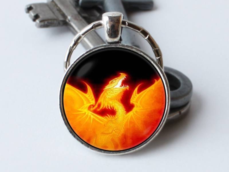 Drache Schlüsselanhänger Feuerdrache Drachen Drachenschmuck Anhänger Fantasy Geschenk Magie Feuerschlüsselanhänger Drachenkunst Magisch von WorldOfDream