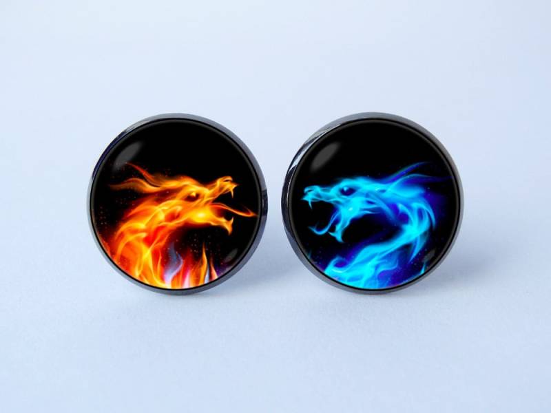 Drachen Manschettenknöpfe Feuer Und Eis Schmuck Vater Geschenk Feurige Rande Drache Iise von WorldOfDream
