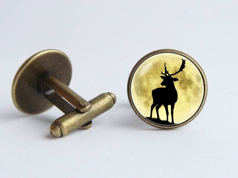 Elch Manschettenknöpfe Mond Vater Geschenk Schmuck Und Männer Zubehör Elche Tier Natur von WorldOfDream