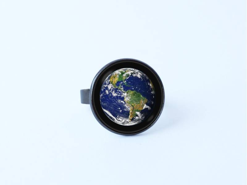 Erde Geschenk Ring Planeten Schmuck Planetenerde Ring Unser Haus Raum Weltraum Blauer Planet von WorldOfDream