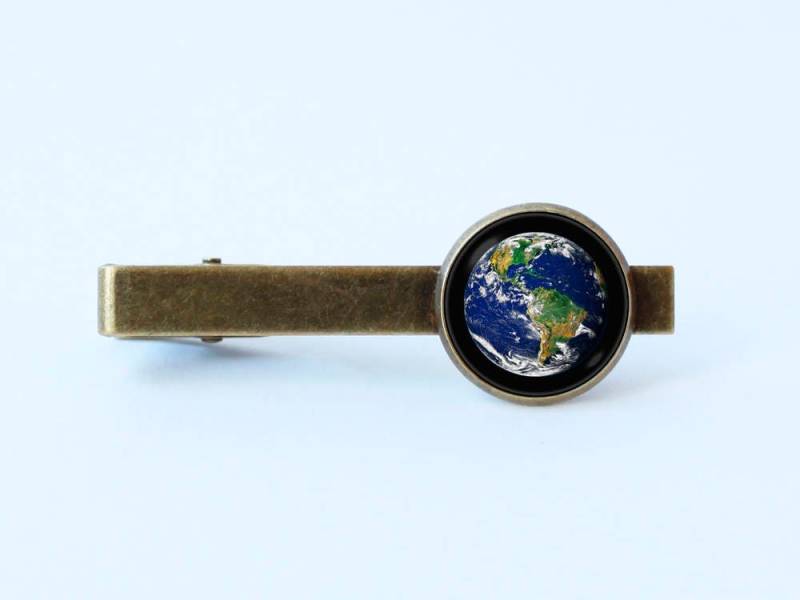 Erde Krawatte Bar Planet Clip Universum Schmuck Raum Ehemann Geschenk Sonnensystem Für Ihn Blau von WorldOfDream