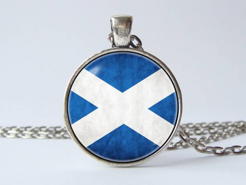 Flagge Von Schottland Halskette Scottish Schmuck Anhänger Geschenk Blau Weiß von WorldOfDream