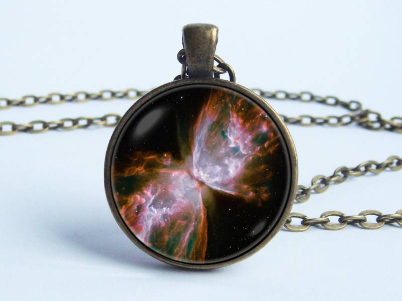 Galaxy Anhänger Nebula Schmetterling Schmuck Space Halskette Sterne Universum Kosmos von WorldOfDream