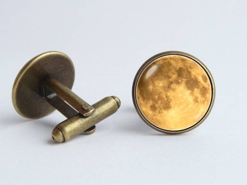 Gelber Mond Manschettenknöpfe Vollmond Schmuck Galaxy Universe Space Astronomie Cosmos von WorldOfDream