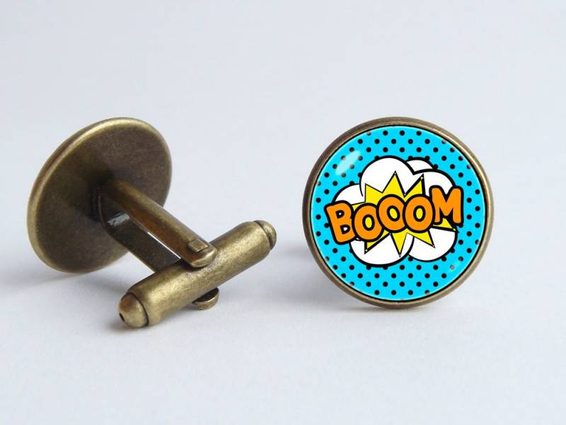 Geschenk Für Ihn Boom Manschettenknöpfe Zitat Schmuck Booom Comic Buch Pop Art Comics Kunst Ausrufezeichen von WorldOfDream