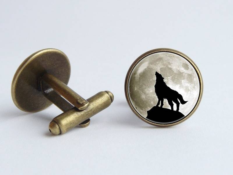 Howling Wolf Manschettenknöpfe Männer Schmuck Grauer Mond Mitarbeiter Geschenk Wilderness Tier von WorldOfDream