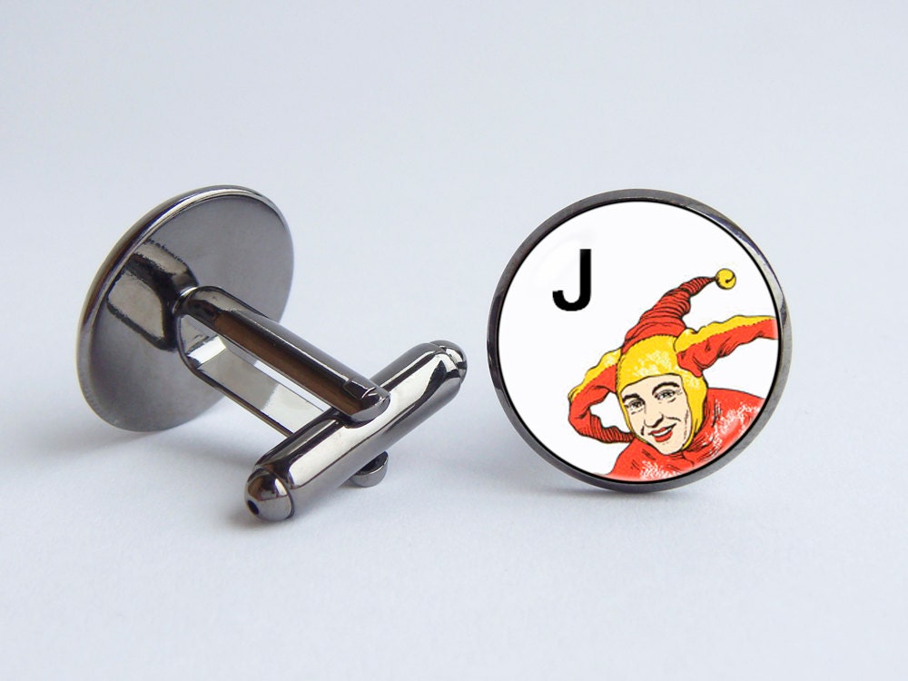 Joker Karte Manschettenknöpfe Männer Spielen Schmuck Zirkus Clowns Spielkarten Herren von WorldOfDream
