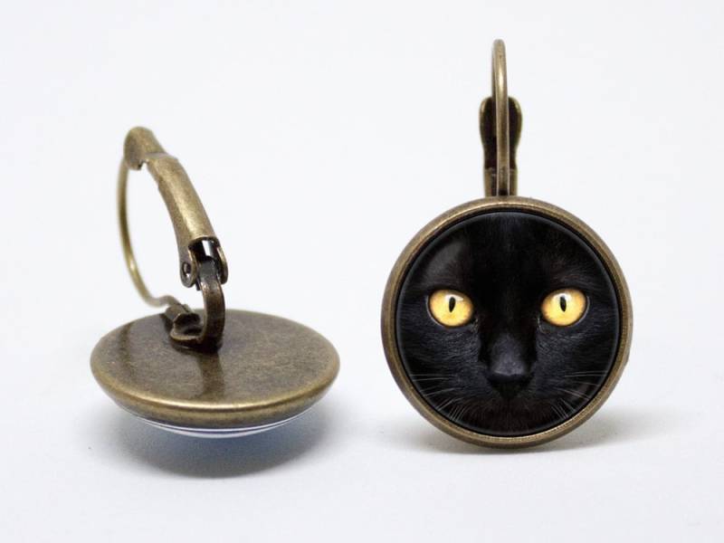 Katze Ohrringe Schwarze Schmuck Pet Kätzchen Tier Liebhaber Geschenk Für Tochter Haustiere von WorldOfDream