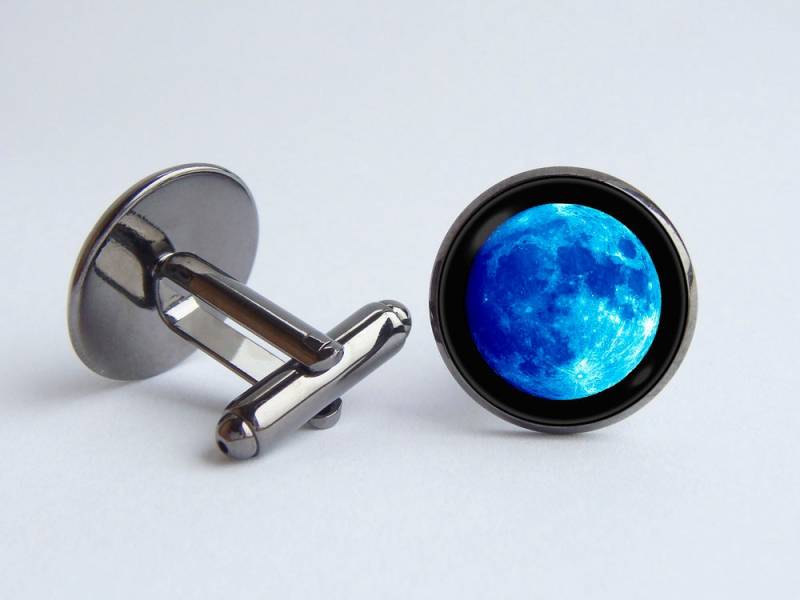Kleine Mond Manschettenknöpfe Geschenk Für Mann Männer Zubehör Freund Blau Vater von WorldOfDream