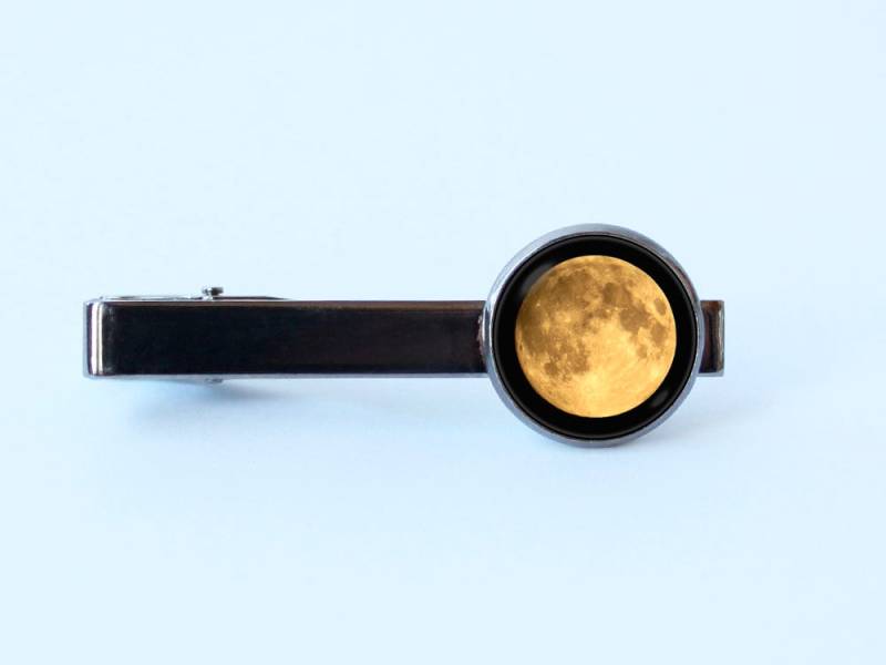 Krawatte Clip Mond Gelb Freund Geschenk Männer Für Schmuck Vollmond Bar Trauzeugen Raum von WorldOfDream