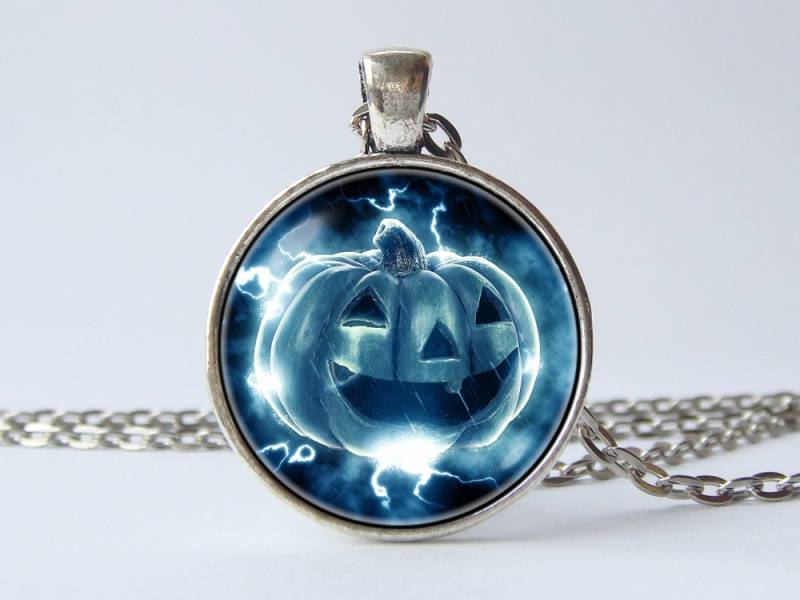 Kürbis Halskette Jack-O-Lantern Halloween Schmuck Anhänger Herbst Party von WorldOfDream