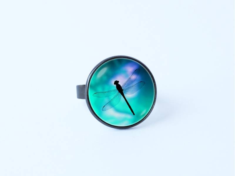 Libelle Ring Geschenk Für Frauen Insekt Schmuck Mädchen Ungewöhnlich Bild Einstellbar von WorldOfDream