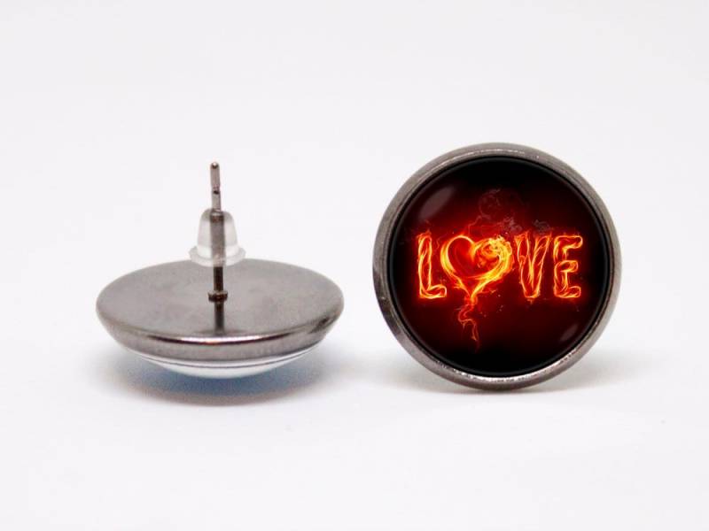 Liebe Schmuck Freundin Geschenk Herzohrringe Herz Brennenden Herzen Feuer Flamy Ohrringe Rot Orange von WorldOfDream