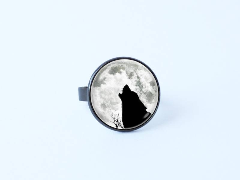 Lunar-Ring Wolf Ring Mond Schmuck Vollmond Ring Grau Tierwelt Geschenk Teens Für Schwester Mädchen von WorldOfDream