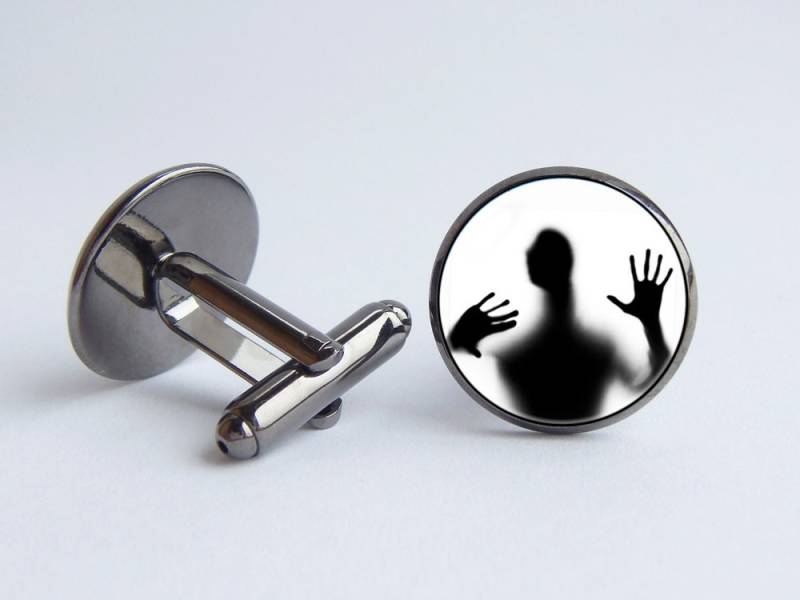 Mann Und Glas Manschettenknöpfe Männer Geschenk Schatten Schmuck Lustige Silhouette Reflexion Für Freund von WorldOfDream