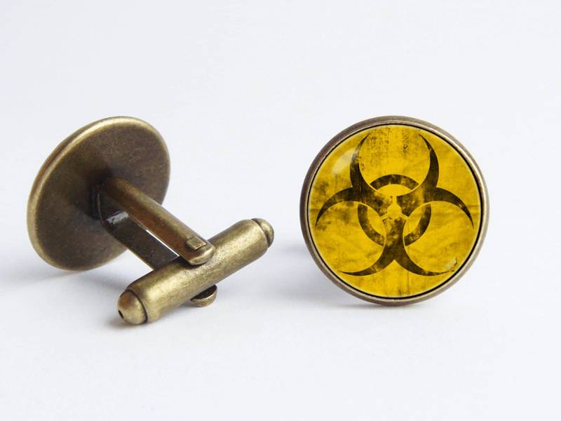 Manschettenknöpfe Biohazard Wissenschaft Geschenk Radioaktiver Schmuck Zeichen Nuklare Männer Symbol Männerschmuck Strahlenschutz Biologisch von WorldOfDream