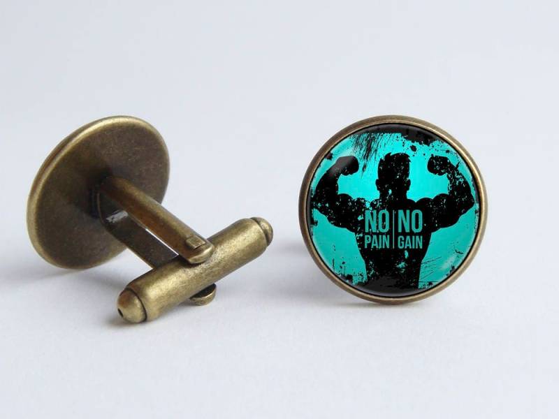 Manschettenknöpfe Fitness Gym Schmuck Workout Kein Schmerz Kein Gewinn Sport Gewichtheben Geschenk Für Ihn von WorldOfDream