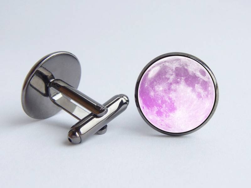 Manschettenknöpfe Lila Mond Männer Zubehör Cosmos Schmuck Geschenk Für Mann Freund von WorldOfDream