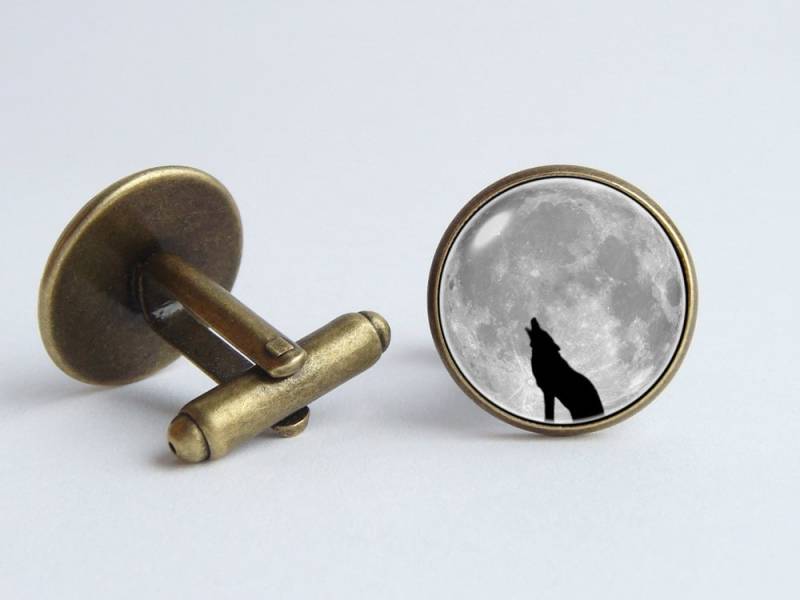 Manschettenknöpfe Mond Hetzen Wolf Und Männer Zubehör Mann Geschenk Für Vater Wild von WorldOfDream