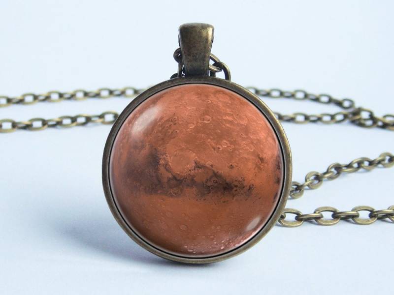 Mars Halskette Anhänger Planet Galaxy Schmuck Universum Space Weltraum Astronomie Geschenk Roter von WorldOfDream