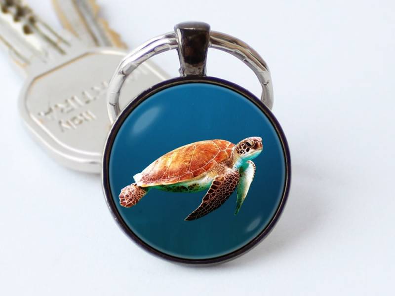 Meeresschildkröte Schlüsselanhänger Schildkröte Schmuck Anhänger Geschenk Autozubehör Meerestier von WorldOfDream