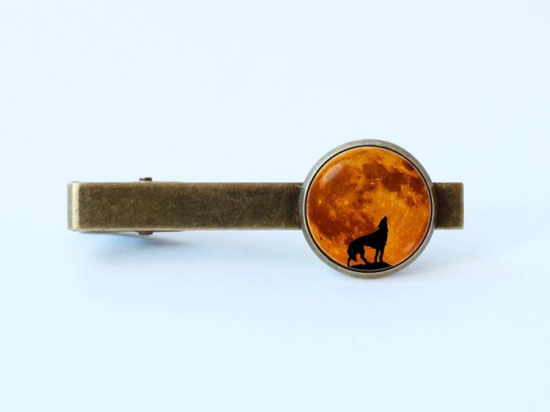 Mond Krawatte Clip Wolf Schmuck Männer Zubehör Vollmond Bar Vater Geschenk Heulenden von WorldOfDream