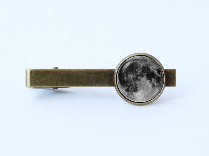 Mond Krawattenklammer Männer Vater Geschenk Graue Schmuck Kosmos Für Freund Space Mann von WorldOfDream