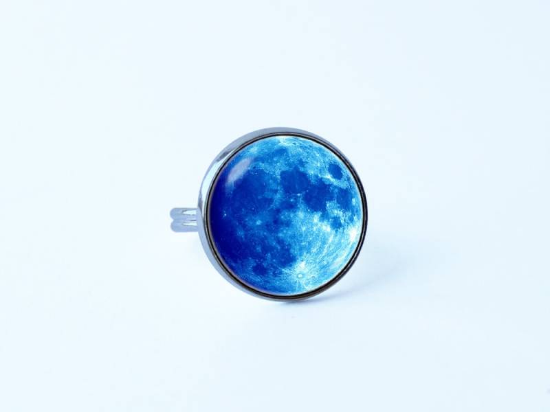 Mond Ring Blue Moon Vollmond Schmuck Geschenk Kosmos Ring Raum Frau Universum Platz Galaxy von WorldOfDream
