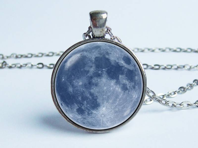 Mond Schmuck Anhänger Halskette Galaxy Space Geschenk Kosmos Vollmond Weltraum von WorldOfDream