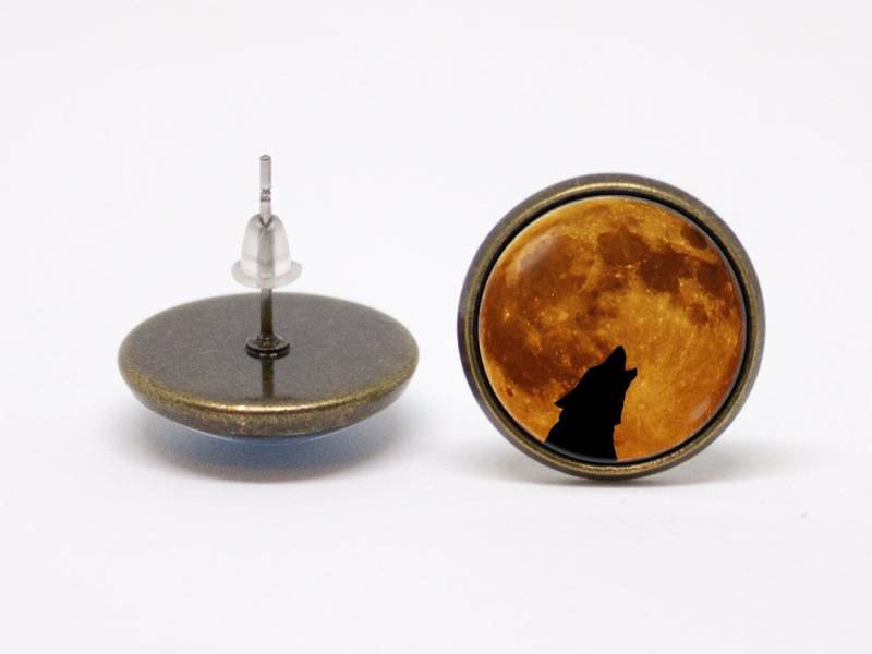 Mond Schmuck Wolf Ohrringe Frau Geschenk Howling Tier Und Wolf von WorldOfDream