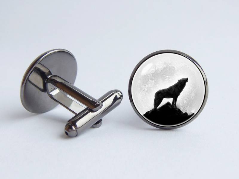 Mond Und Wolf Manschettenknöpfe Männer Zubehör Mann Geschenk Für Vater Heulen Wild von WorldOfDream