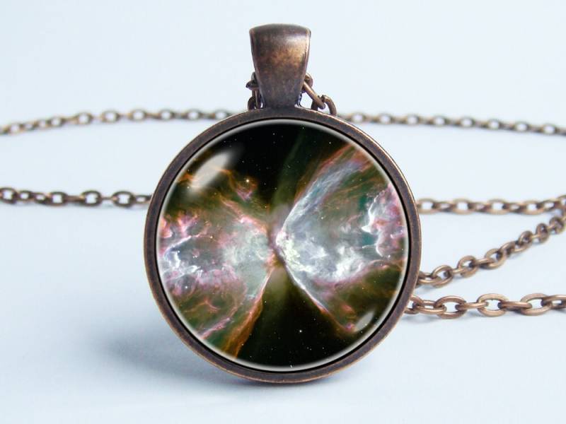Nebel Halskette Schmetterling Anhänger Galaxy Schmuck Space Universum Kosmos Foto Geschenk von WorldOfDream