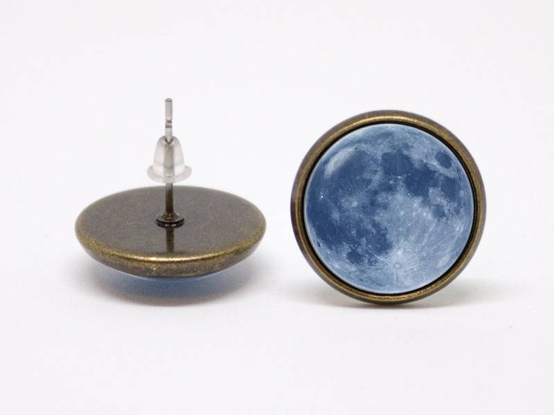 Ohrringe Mond Blue Moon Geschenk Für Mutter Full Schmuck Lunar Raum Kosmos Alltag Einfach von WorldOfDream