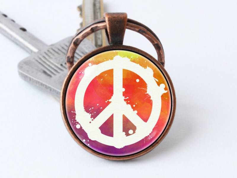 Peace-Zeichen Schlüsselanhänger Anhänger Peace On Earth Peace-Anhänger Peace-Schlüsselring Schmuck Hippie Festival von WorldOfDream