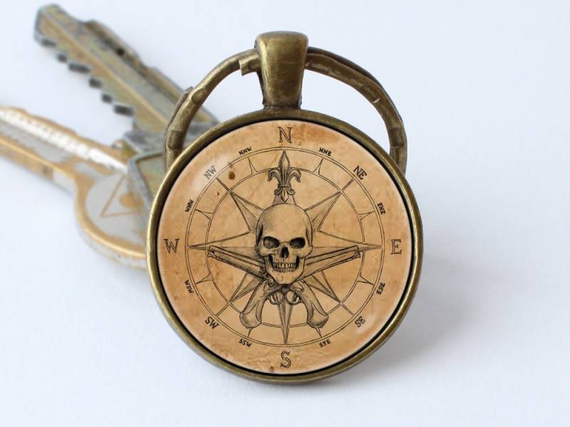 Piraten Schlüsselanhänger Kompass Geschenk Alter Pirat Anhänger Piratenkompass Antique Pitare Schmuck von WorldOfDream