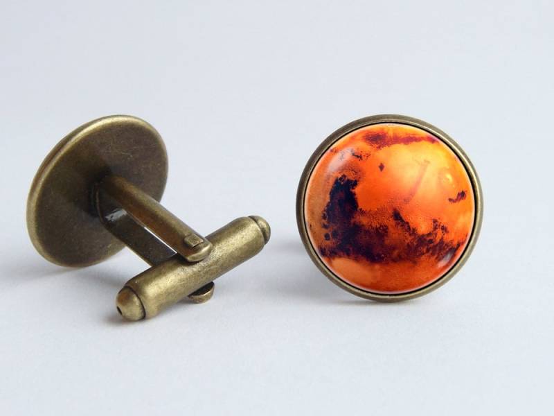Raum Manschettenknöpfe Mars Cosmos Schmuck Planet Astronomie Galaxy Geschenk Universum Roter von WorldOfDream