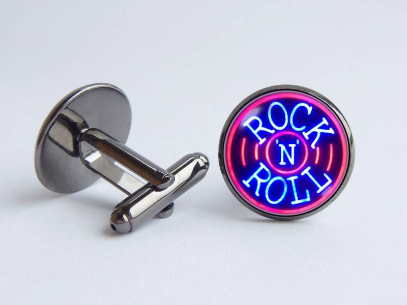 Rock & Roll Manschettenknöpfe "N' Rock'n'roll Schmuck Musik Geschenk Für Musikliebhaber Männer Neon Zeichen von WorldOfDream
