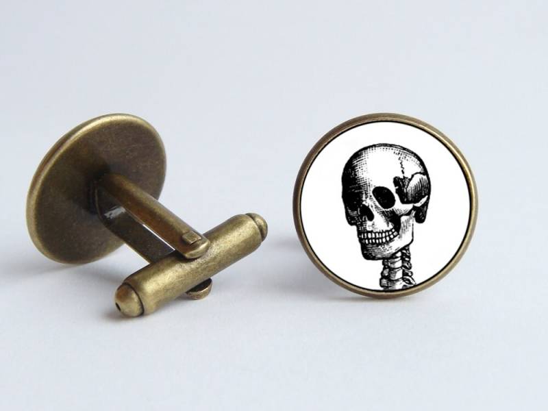Schädel Manschettenknöpfe Vintage Knochen Schmuck Menschlichen Männer Anatomie Vater Geschenk Für Lehrer von WorldOfDream