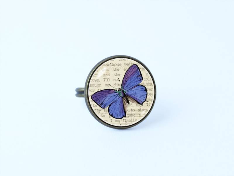 Schmetterling Ring Freundin Geschenk Moth Insekt Schmuck Blaue Frauen Flügel Für Die Tochter von WorldOfDream